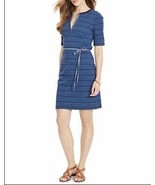 LAUREN JEANS CO RALPH LAUREN Blue Stripe Henley Dress XL 3/4 Tab Sleeves... - £47.37 GBP