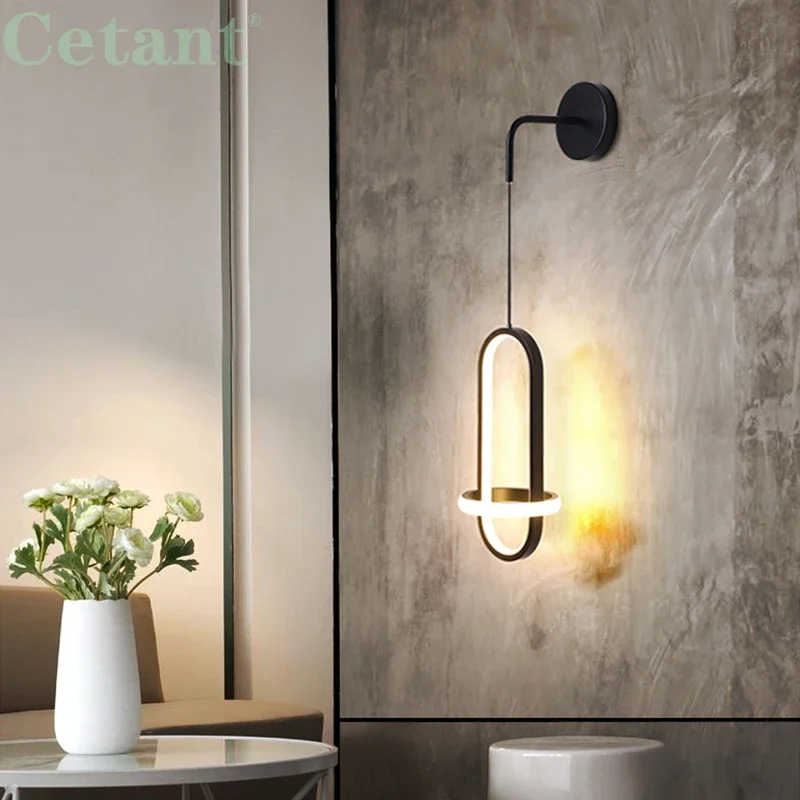 Modern LED Wall Lamp Elliptical Double Ring Home Decor Wall Sconces Bedside - £27.85 GBP