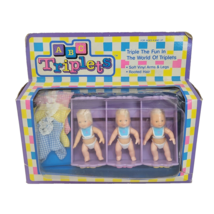 Vintage 1988 Tara Toys Abc Triplets Mini Dolls Purple Bed In Original Box Nos - £59.01 GBP