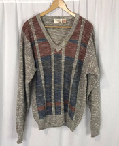 The Fox Collection Mens Vintage v neck knit wool blend Sweater Sz L - £19.63 GBP