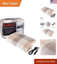 Winter Essential 12V Heated Blanket - Lightweight Tan Plaid for Travel &amp;... - €29,77 EUR