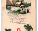 Joyous Christmas Winter Cabin Scene Holy Poem DB Postcard U27 - $2.92
