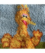 Vintage 22&quot; x 17&quot; Big Bird Latch Hook Rug Finished Wall Hanging - £23.32 GBP