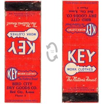 Vintage Matchbook Cover Bird City KS Dry Goods Key Work Clothes store 1930s - £14.20 GBP