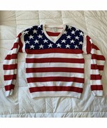 USA American Flag Knit Sweater Women’s Small Two By Two Studio Mad In USA - $28.04