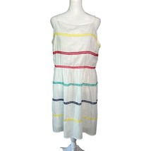 Andree By Unit NWT White Sundress Colorful Embroidered Stripes Casual Dr... - $22.99