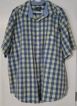 Chaps Easy Care Mens 3XB Multicolor Plaid Short Sleeve Shirt Button Down Casual - £18.40 GBP