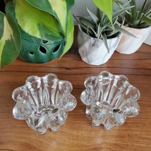 Vintage Glass Candle Holders, set of 2, Reims France Glass, MCM Candleholder image 2