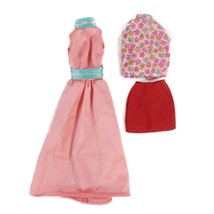 Vintage 1993 Barbie 6 Fashion Gift Set Pink Gown w/ Blue Belt Red Skirt ... - £9.55 GBP