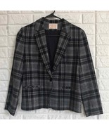Pendleton plaid wool blazer jacket Women’s Size 6 Black Gray - $904.56 MXN