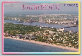 Palm Beach Florida Aerial View 1992 Postmarked Vintage Postcard - $6.90