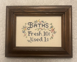 Cross-stitch Pattern Vintage “Baths” Framed 6.5 By 5 By 2  - £12.13 GBP