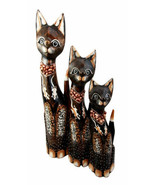 Balinese Wood Handicraft Gecko Tattoo Feline Cat Family Set of 3 Figurin... - $64.40 CAD