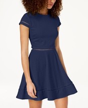 City Studios Juniors Textured Fit And Flare Dress Color Navy Color 13 - £28.15 GBP