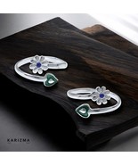 925 Real Sterling Silver Indian women Enamel Heart Floral style Toe Ring... - $27.44