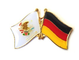 Pack of 3 Germany &amp; Illinois Crossed Flag Lapel Pins  - £8.64 GBP