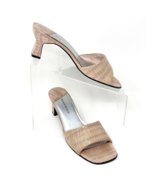 Karen Scott Womens Blush Tan Leather Reptile Slip on Heel Sandal Size 7 - $14.65