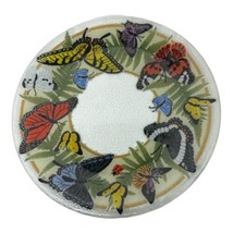 Peggy Karr Fused Glass 11” Butterfly Plate Edge Signed Vintage Spring Floral - £42.60 GBP