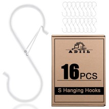 ADIIL 16 Pcs S Hooks for Hanging with Safety Buckle Heavy Duty Metal S Shaped... - £11.94 GBP