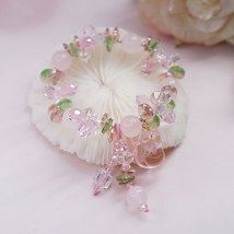 Sweet Animal/Fox Pendant Natural Stone Pink Crystal Beaded Bracelets for Women G - £13.89 GBP