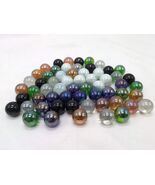 (60) Vintage Shiny Glass Marbles Pearl Green Gold Blue Black - €16,65 EUR