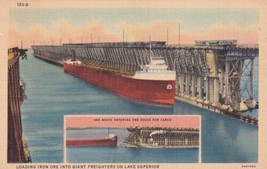 Lake Superior Loading Iron Ore Giant Freighter Postcard C44 - £2.38 GBP