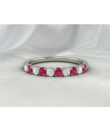 Ruby Gemstone Eternity Ring, 925 Sterling Silver Handmade Dainty Women's... - $51.00