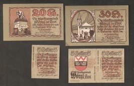 AUSTRIA WORGL in TIROL 40 &amp; 30 &amp; 20 &amp; 10 heller 1920 2 auflage Notgeld b... - £11.78 GBP