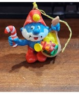 Papa Smurf Santa Claus Figure Holding Christmas Sack Smurfs Ornament Vin... - $23.23 CAD