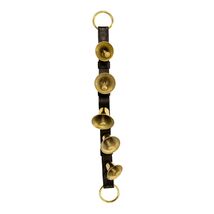 Black Leather Wagon Strap with 5 Solid Brass Lancaster Bells Made in USA... - $209.98