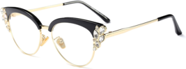 Cateye Reading Glasses 3x +3.00 Blue Blocking Black w/ Rhinestones - $12.00