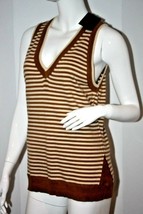 L.A.M.B X Gwen Stefani Camel Cream Striped Vest Sweater ( L ) - £93.39 GBP