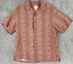 Joseph &amp; Feiss Shirt Mens Large Red Silk Floral Hawaiian Button Up Short... - £18.92 GBP