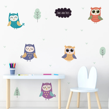  Nursery Stickers,Watercolor Wallpaper,Trendy Bohemian Decals,Owls sticker - £11.61 GBP
