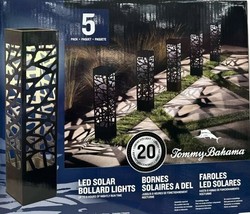 OPEN BOX Tommy Bahama Solar 20 Lumens LED Pathway Square Bollard Light 5-PACK - £45.32 GBP