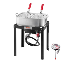 VEVOR 18-qt Fish/Wing Fryer 58k BTU Aluminum Double Basket Thermometer O... - $74.99