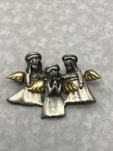 Vintage Two Tone Angels Praying Pin Brooch KG CR22 Christmas Angels - £11.86 GBP