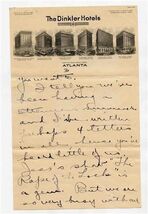 The Dinkler Hotels Letterhead Handwritten Letter 1920's Ashley Hotel Atl... - $17.82