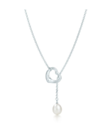 Authentic Tiffany &amp; Co Elsa Peretti Open Heart Lariat Pearl Necklace - $817.40 CAD