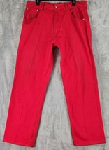 Members Property Jeans Mens 38 x 32 Red Denim 90s Hip Hop Street Wear Pants - $19.79