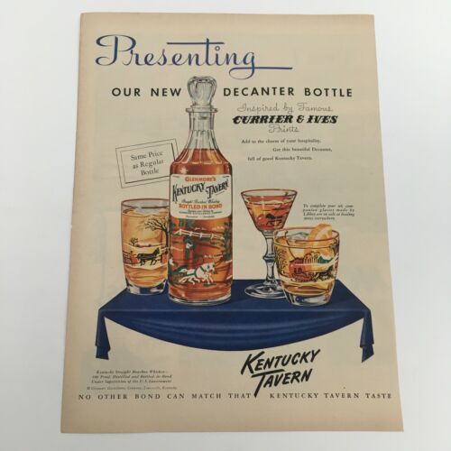 1950 Glenmore&#39;s Kentucky Tavern Straight Bourbon Whiskey Vintage Print Ad - $8.50