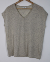 Vince XS Beige Natural 100% Cashmere Sleeveless Rolled Edge V-neck Sweater - £23.94 GBP