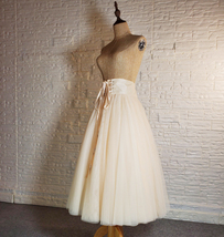Ivory White A-line Wide Waist Tulle Skirt Women Plus Size Fluffy Tulle Skirt image 2