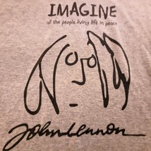 John Lennon &quot;Imagine&quot; Grey Cropped T-Shirt 3XL Graphic by Yoko Ono Raw Hem - £14.17 GBP