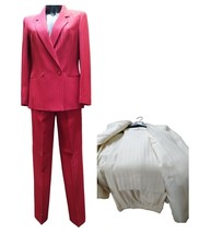 Completo Pantalones Invierno Mujer 2 Piezas Rojo Lana Doble Pecho Tweed 40 42 44 - £135.85 GBP