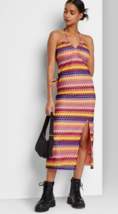 NWT Women&#39;s Crochet Slip Dress - Wild Fable Striped L, Multicolor Striped - £23.70 GBP