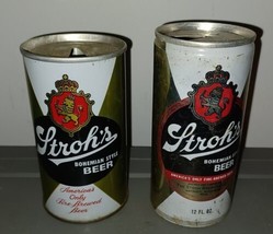 2 Vintage Stroh&#39;s Bohemian Beer 12 oz Can Straight Steel Pull Tab Detroi... - £7.96 GBP
