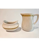 Vtg STERLING CHINA Restaurant Ware SUGAR CREAMER Yellow Banded Floral Gr... - $238.81 MXN