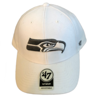 New NWT Seattle Seahawks &#39;47 Brand MVP UV White Logo Adjustable Hat - £19.74 GBP