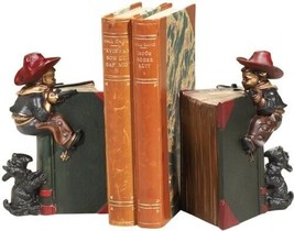 Bookends Bookend AMERICAN WEST Lodge Cowboy and Scottie Resin Hand-Cast - £192.22 GBP